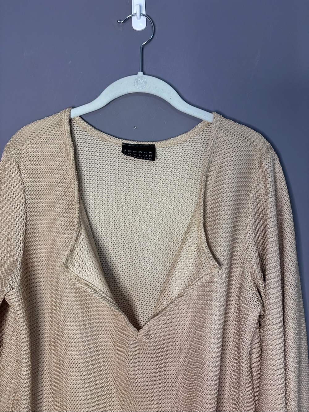 Jordan Taylor Gold Textured V Neck Long Sleeve Swim Coverup XL - Picture 4 of 6